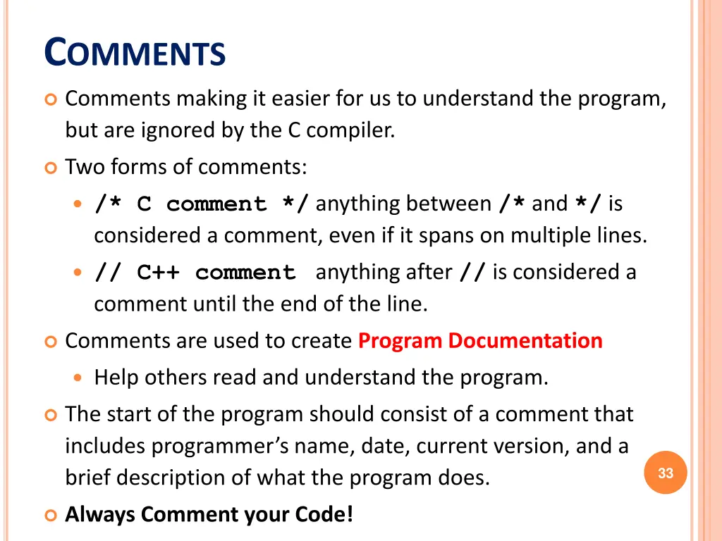 c omments