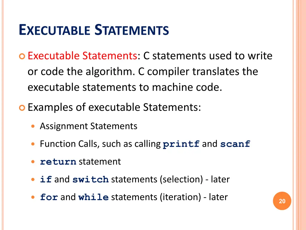 e xecutable s tatements