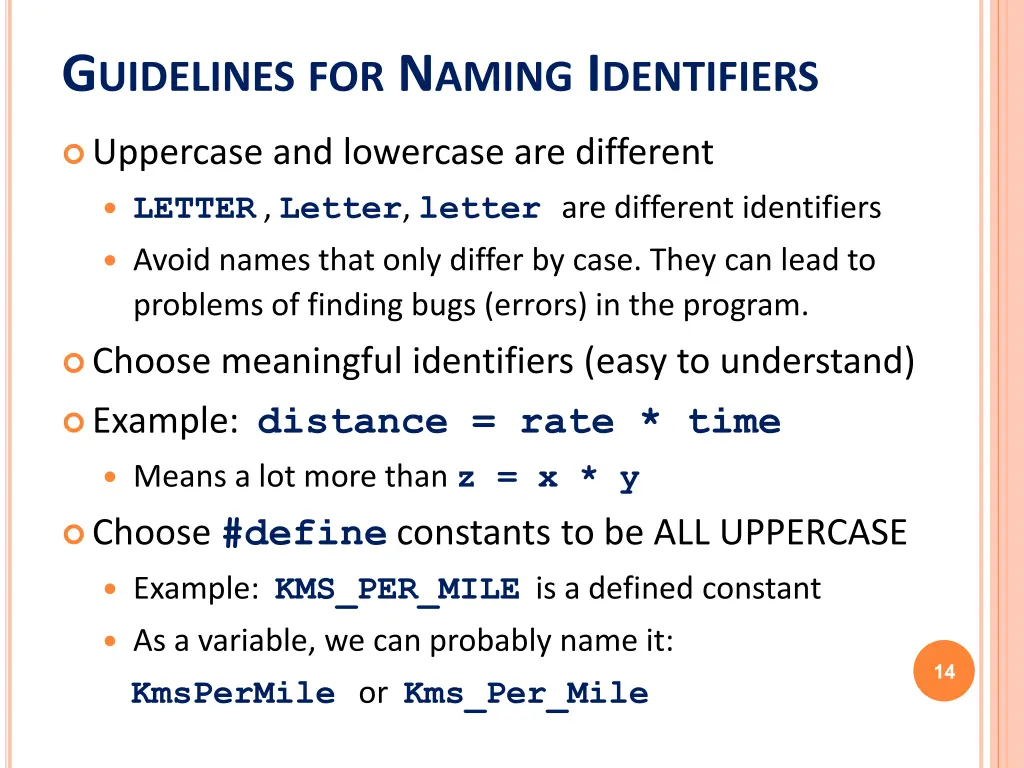 g uidelines for n aming i dentifiers