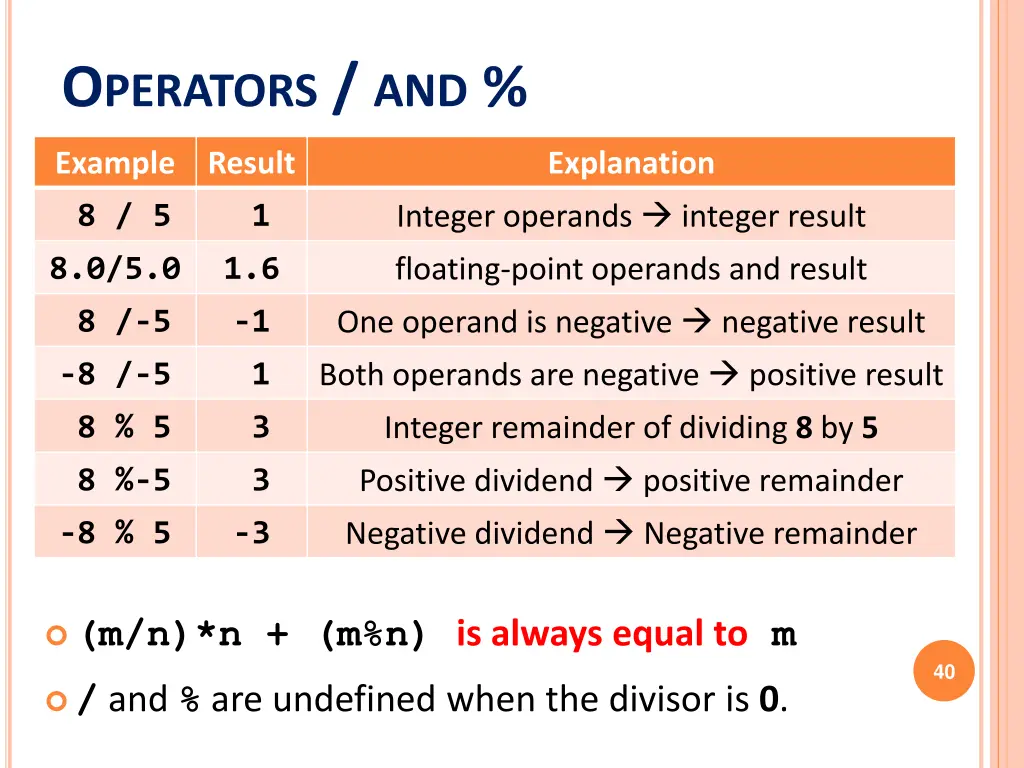 o perators and