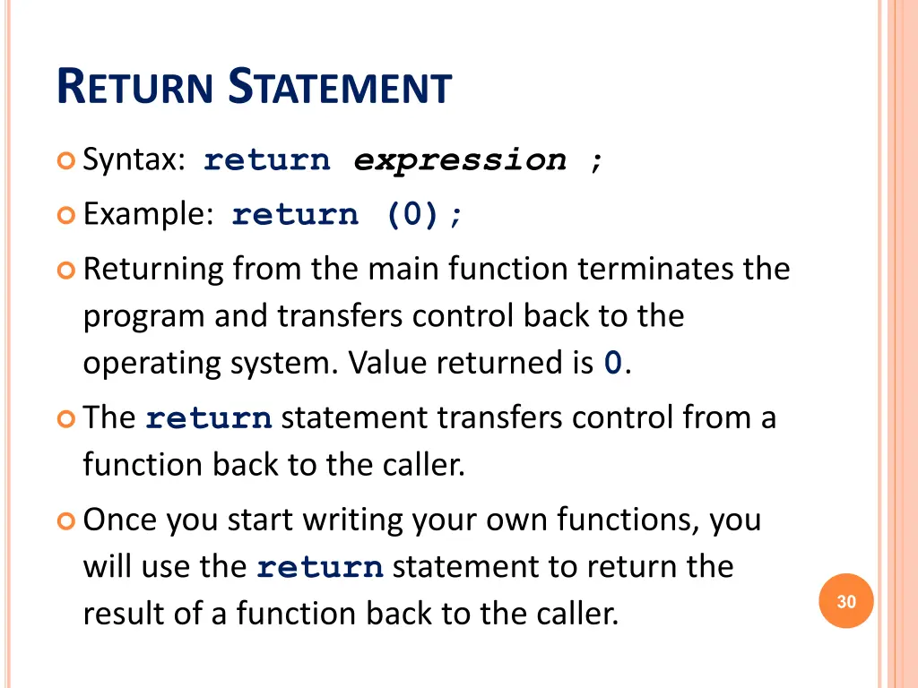 r eturn s tatement