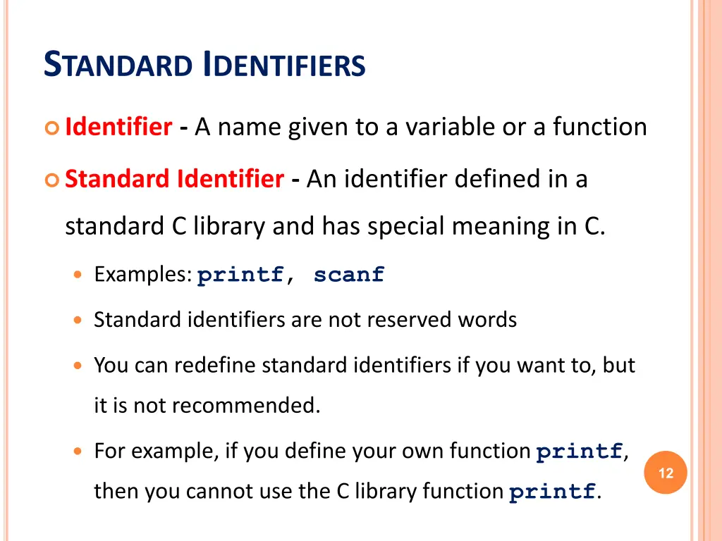 s tandard i dentifiers