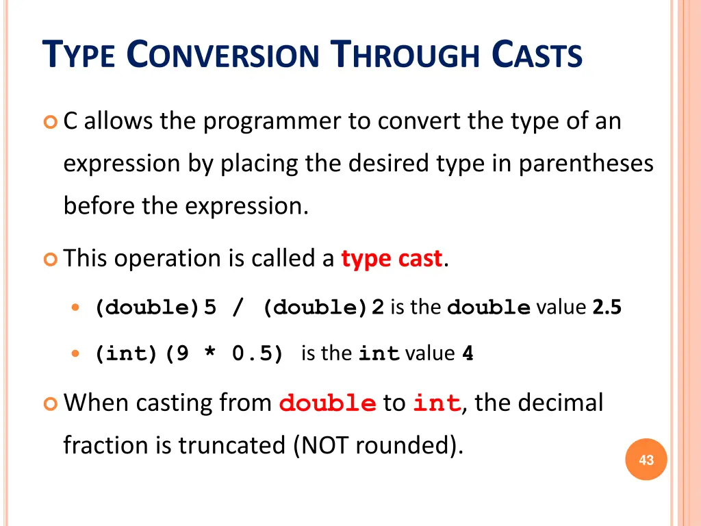 t ype c onversion t hrough c asts