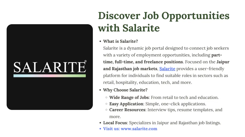 discover job opportunities with salarite