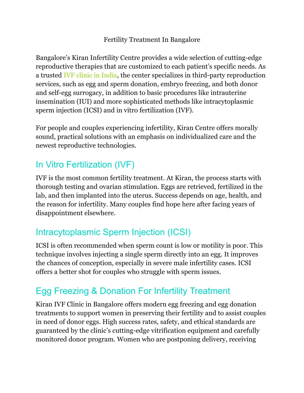 fertility treatment in bangalore