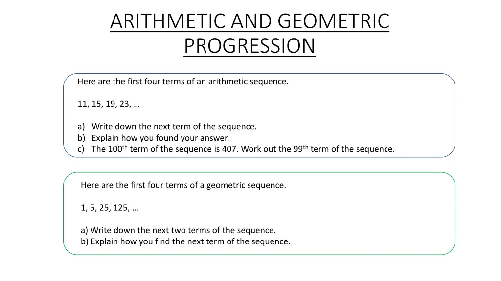 arithmetic and geometric progression
