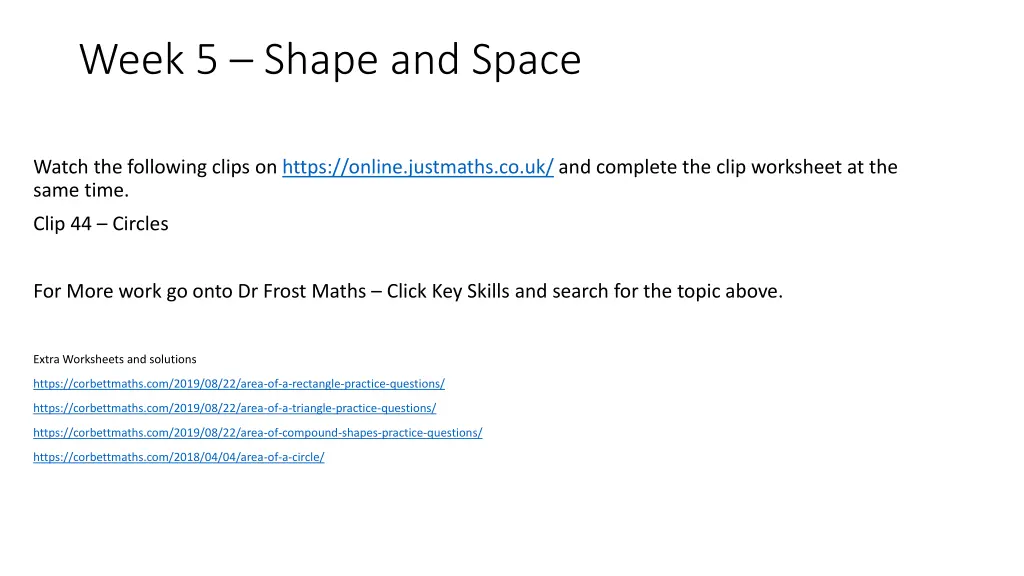 week 5 shape and space