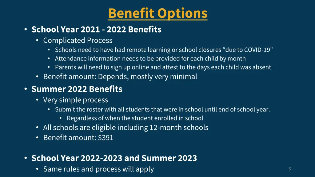 benefit options