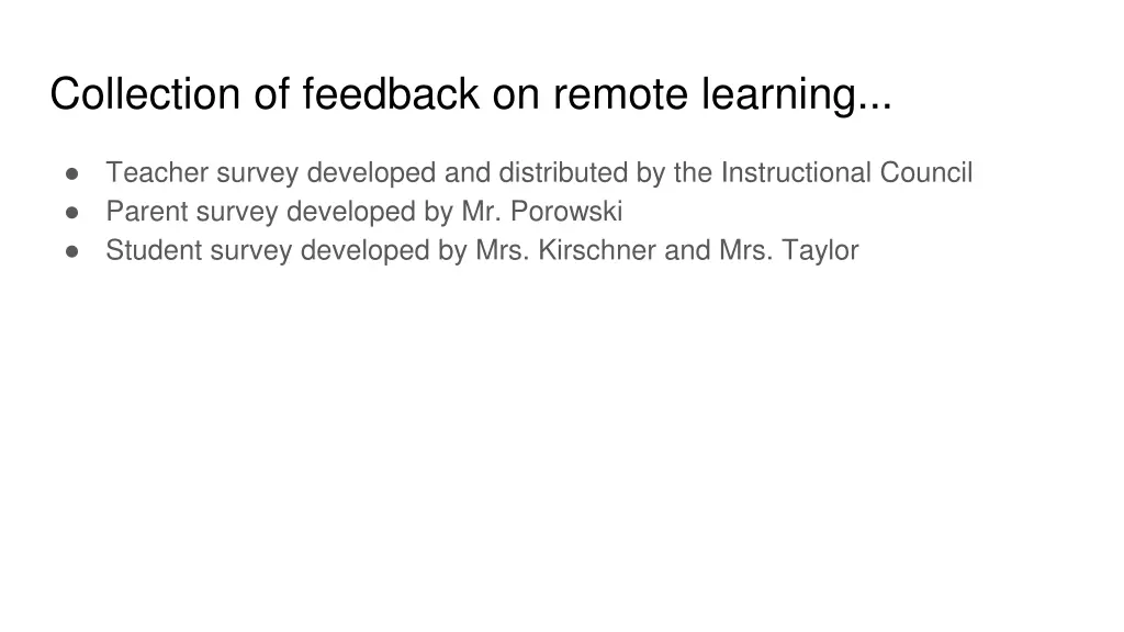 collection of feedback on remote learning