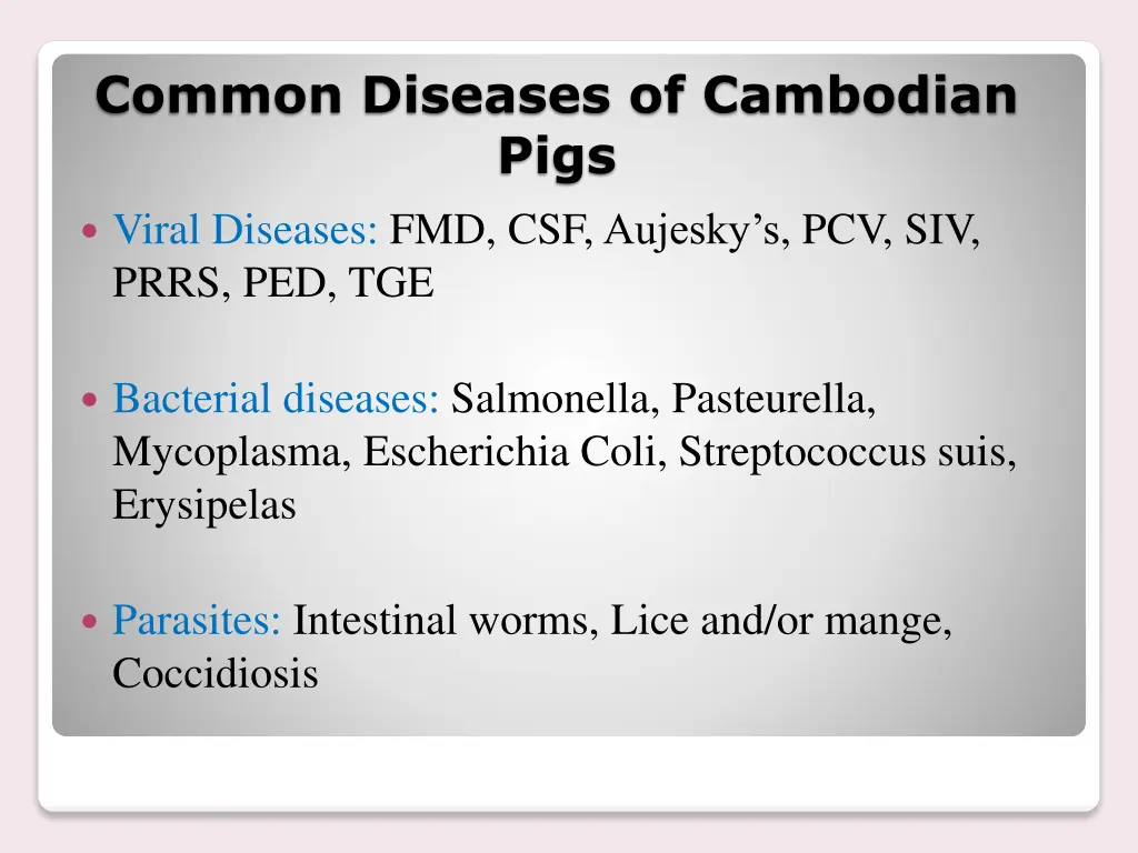 common diseases of cambodian pigs