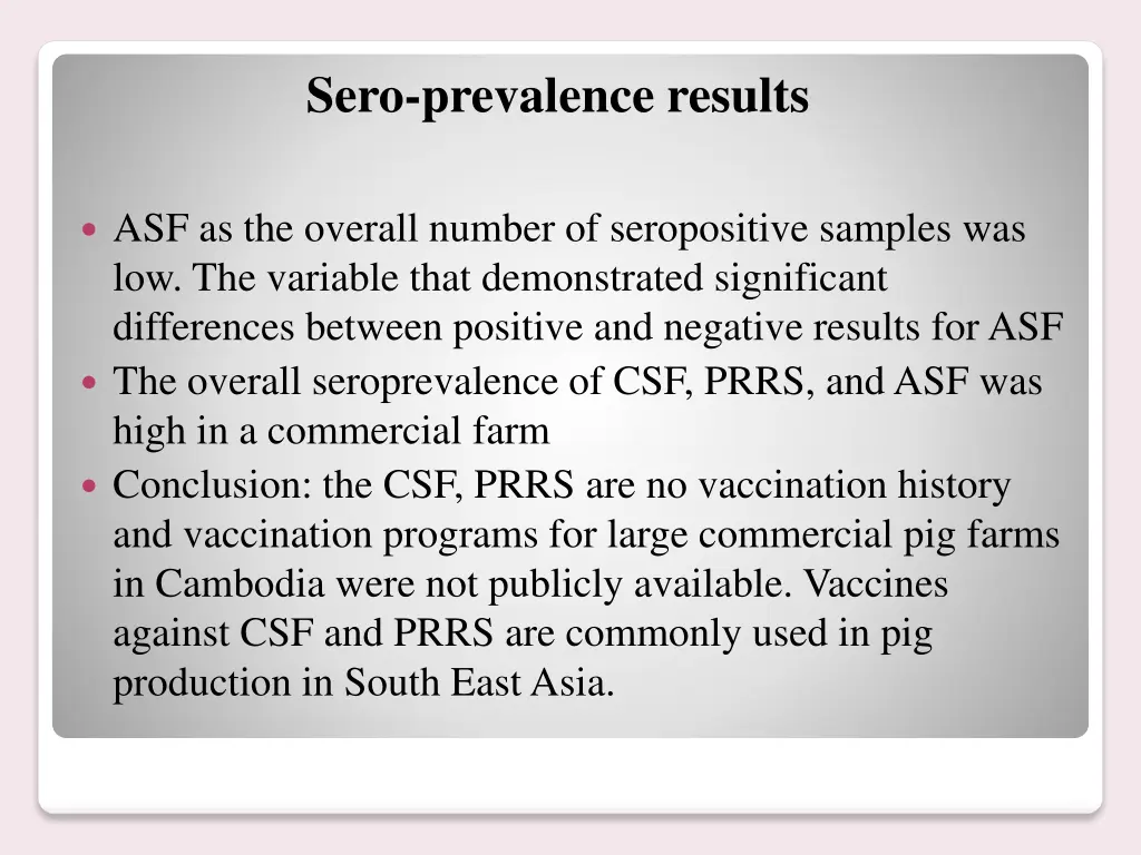 sero prevalence results