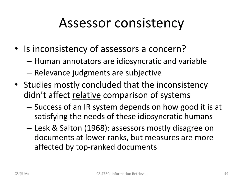 assessor consistency
