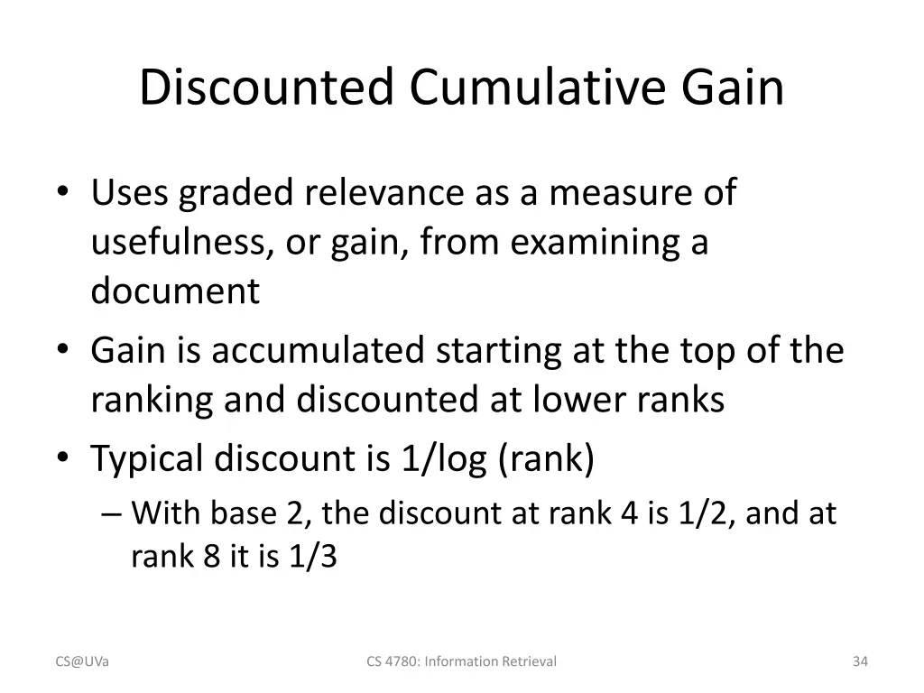 discounted cumulative gain