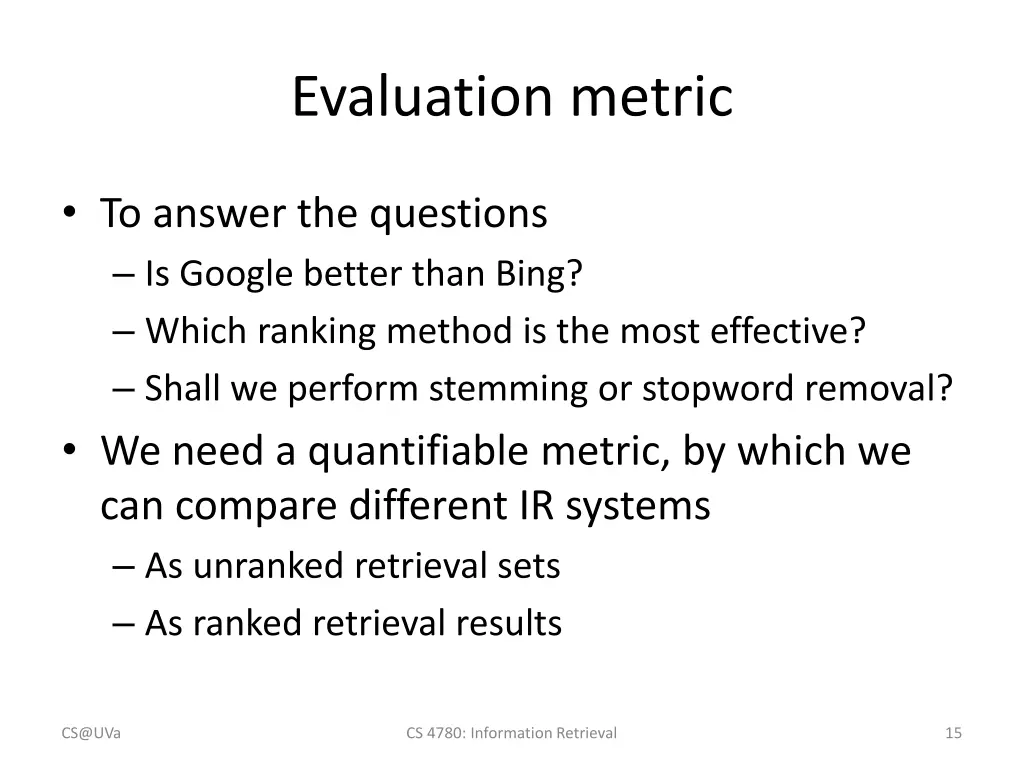evaluation metric