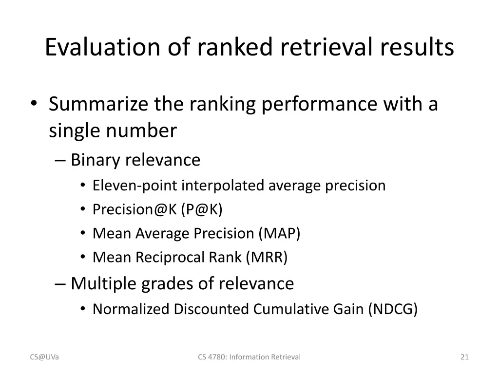 evaluation of ranked retrieval results 1