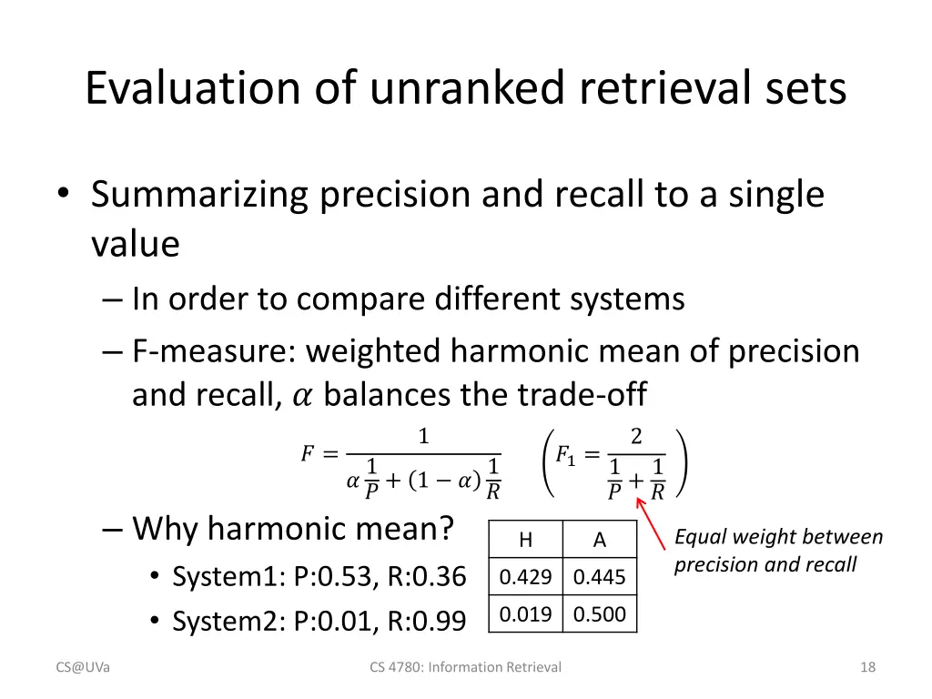 evaluation of unranked retrieval sets 2