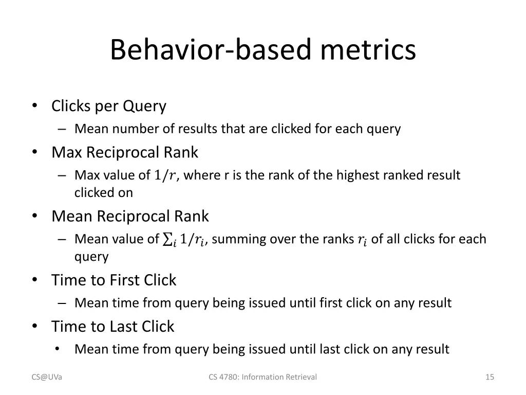 behavior based metrics 1