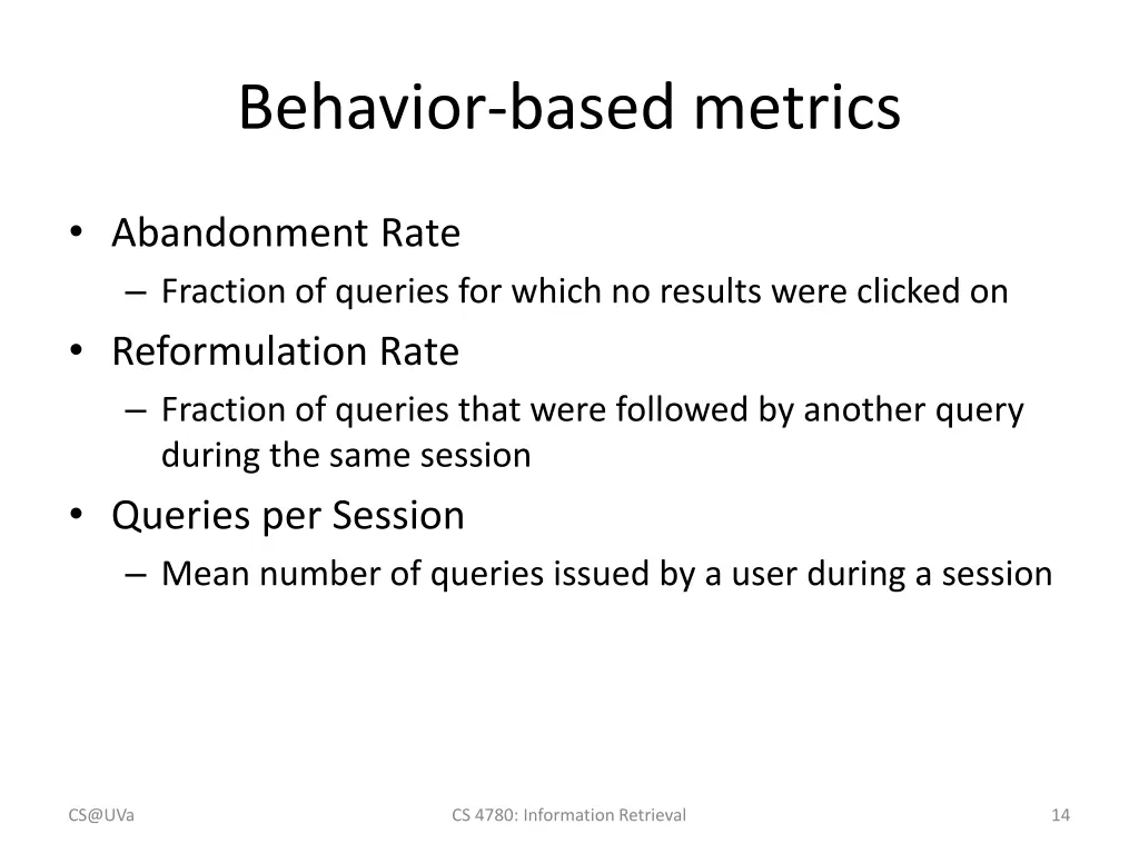 behavior based metrics