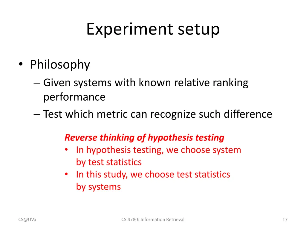 experiment setup