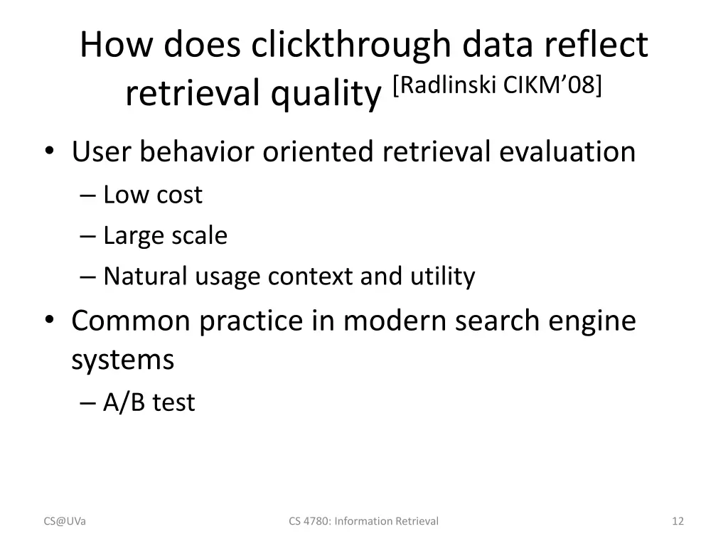 how does clickthrough data reflect retrieval