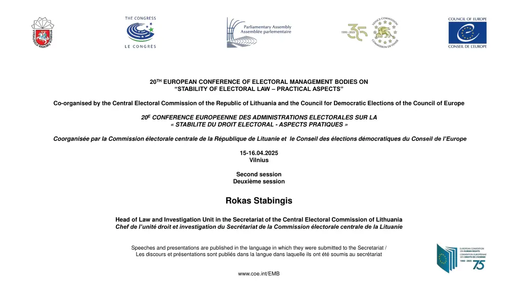 20 th european conference of electoral management