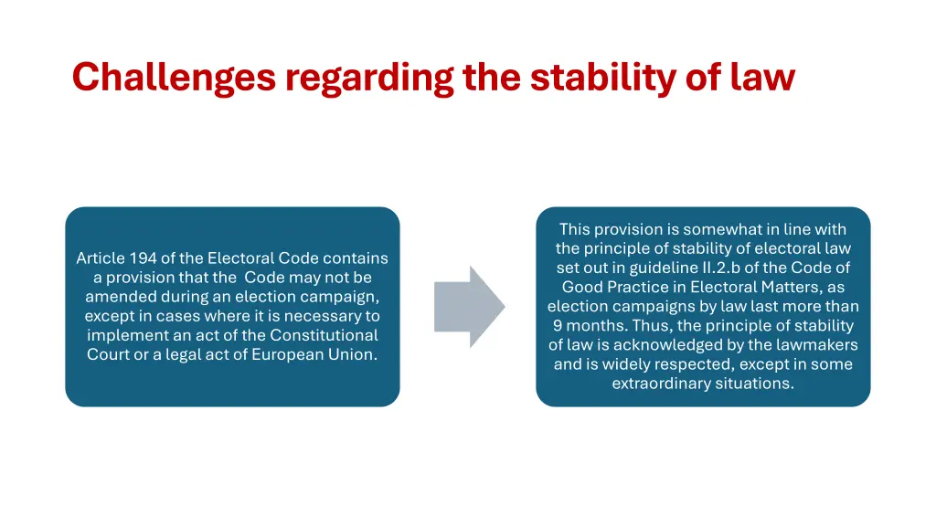 challenges regarding the stability of law