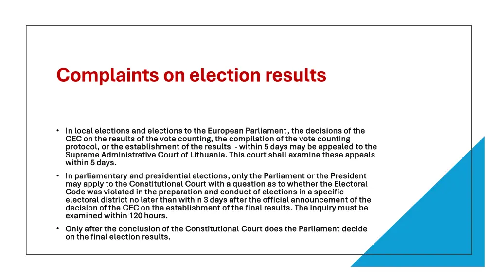 complaints on election results