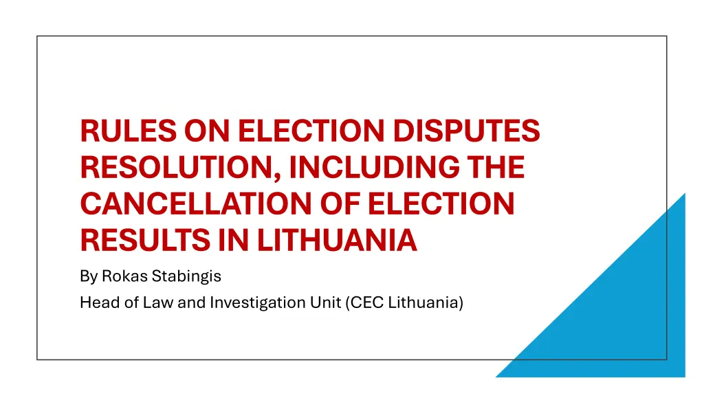 rules on election disputes resolution including
