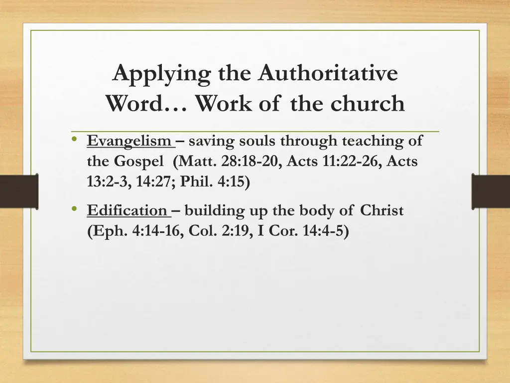 applying the authoritative word work of the church 1