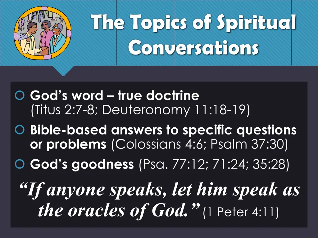 the topics of spiritual conversations