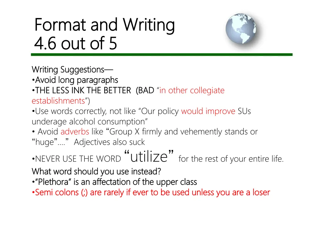 format and writing format and writing