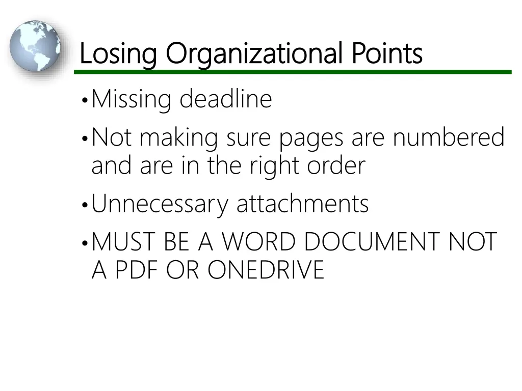 losing organizational points losing