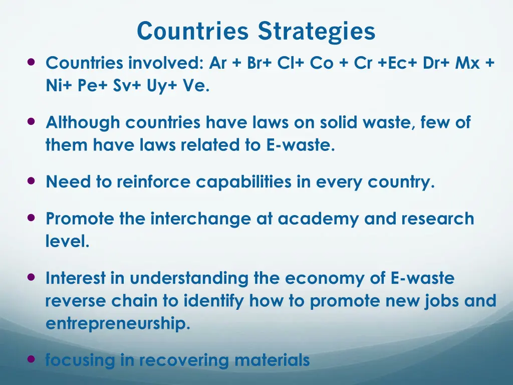 countries strategies countries involved