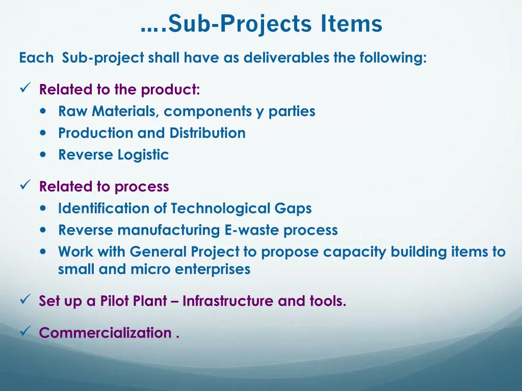 sub projects items