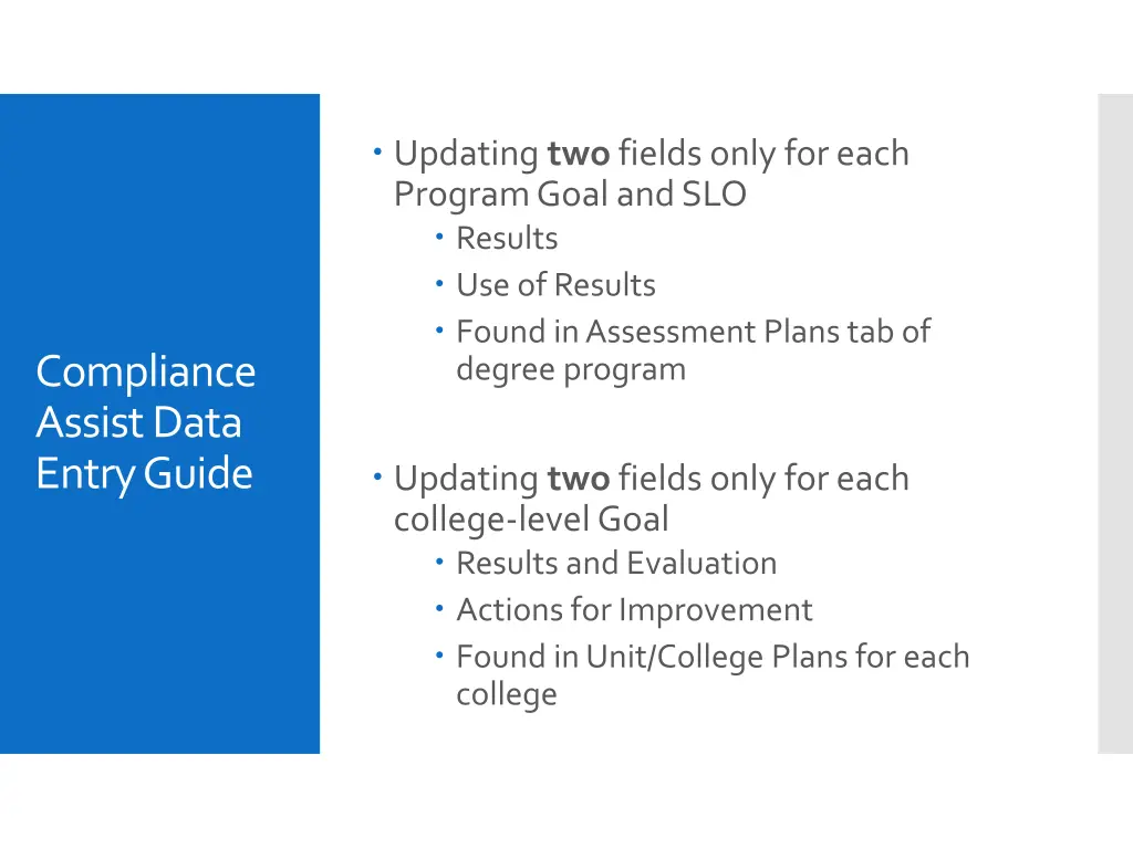 updating two fields only for each program goal
