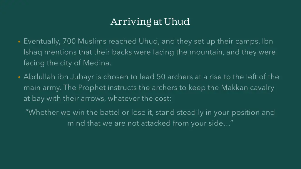 arriving at uhud