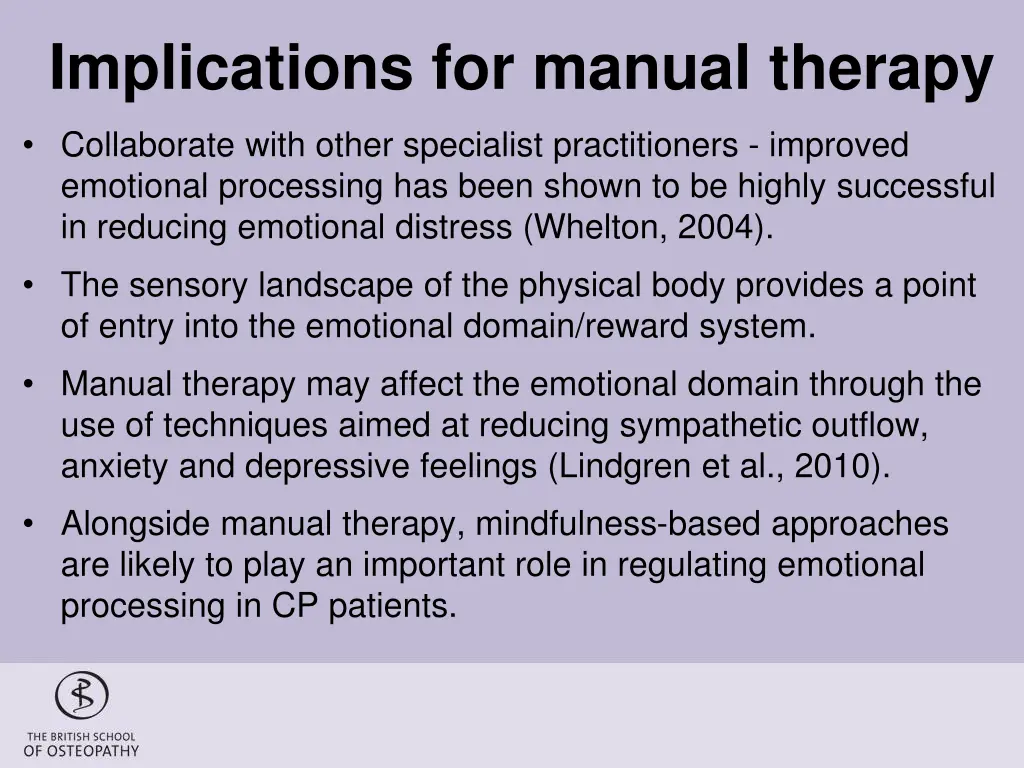 implications for manual therapy