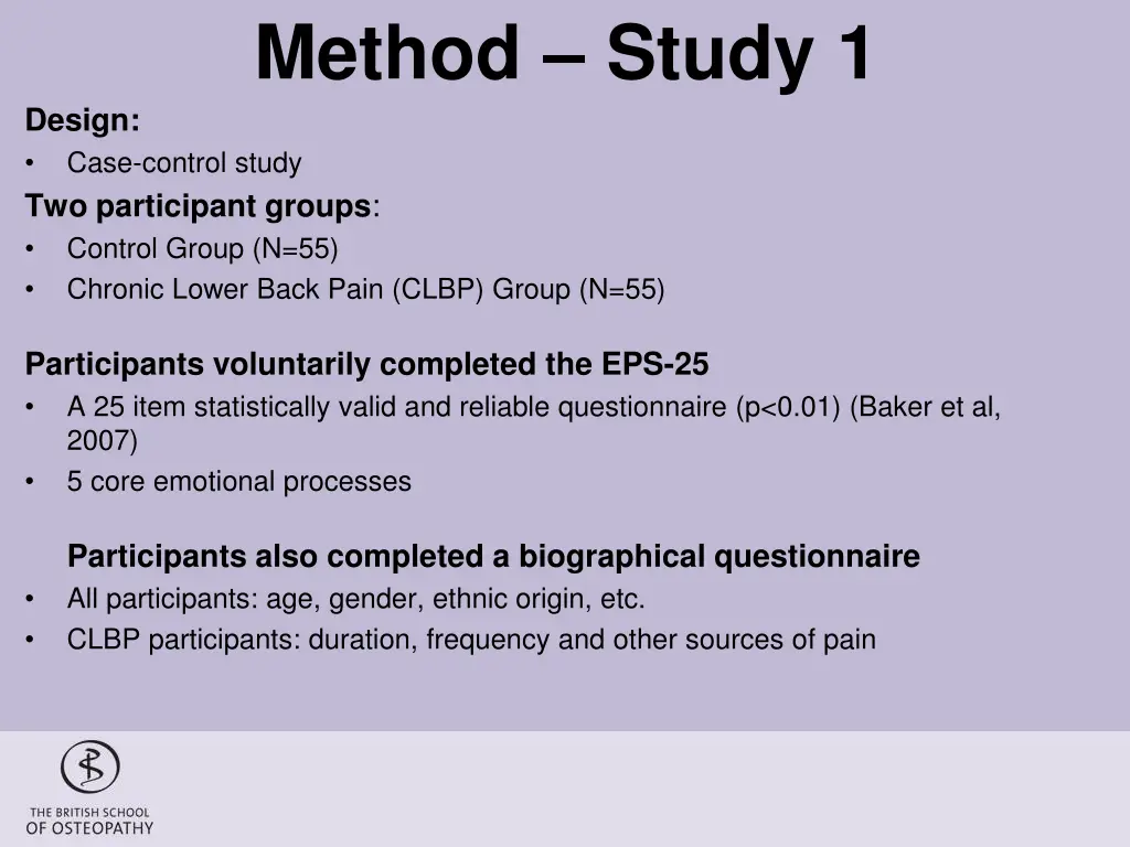 method study 1