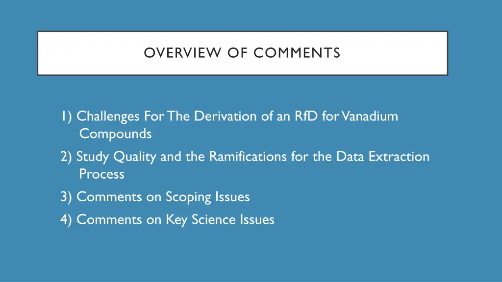 overview of comments