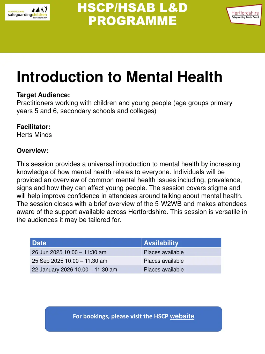 hscp hsab l d programme 15