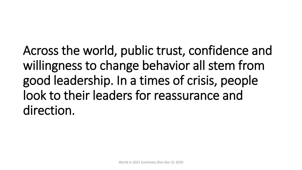 across the world public trust confidence