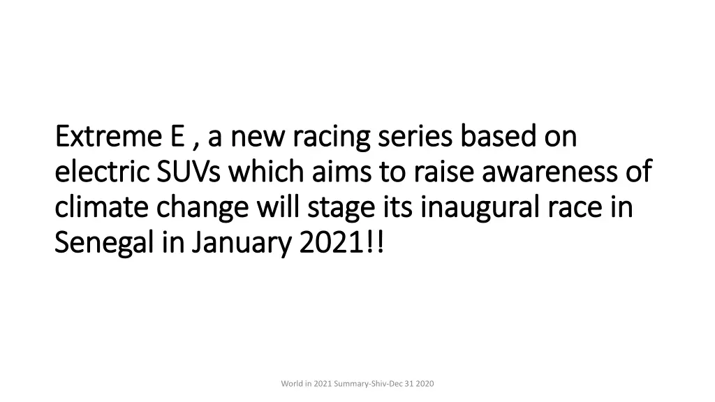 extreme e a new racing series based on extreme