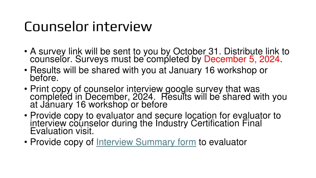counselor interview