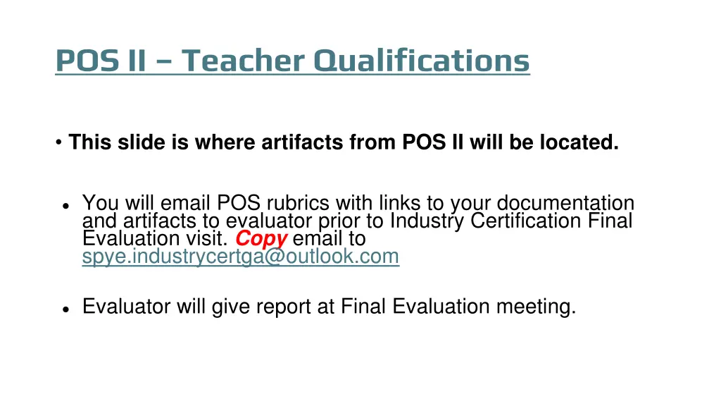 pos ii teacher qualifications
