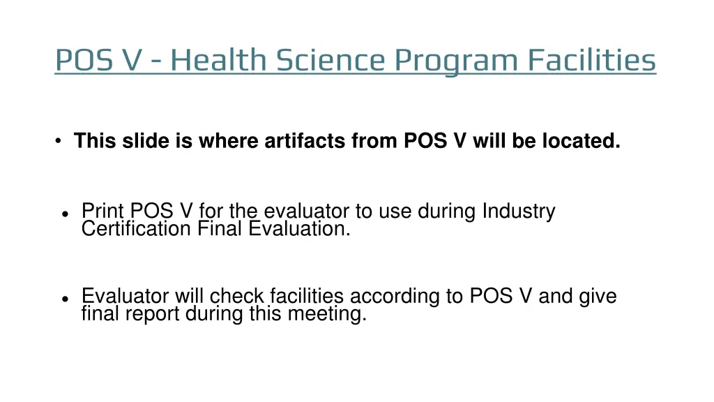 pos v health science program facilities