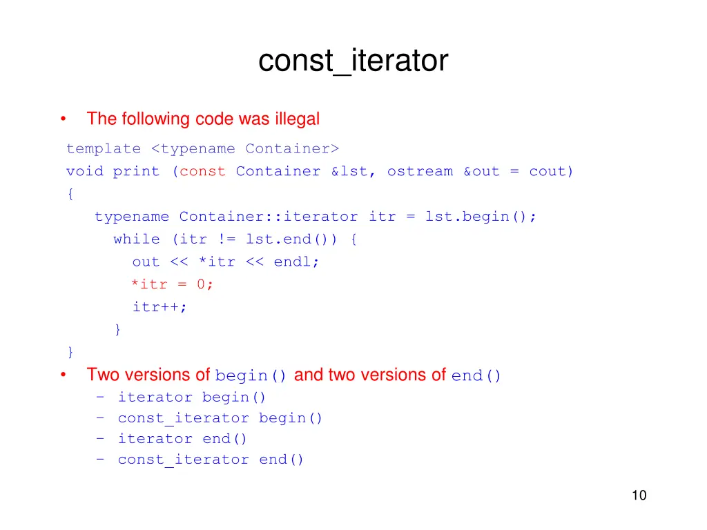 const iterator