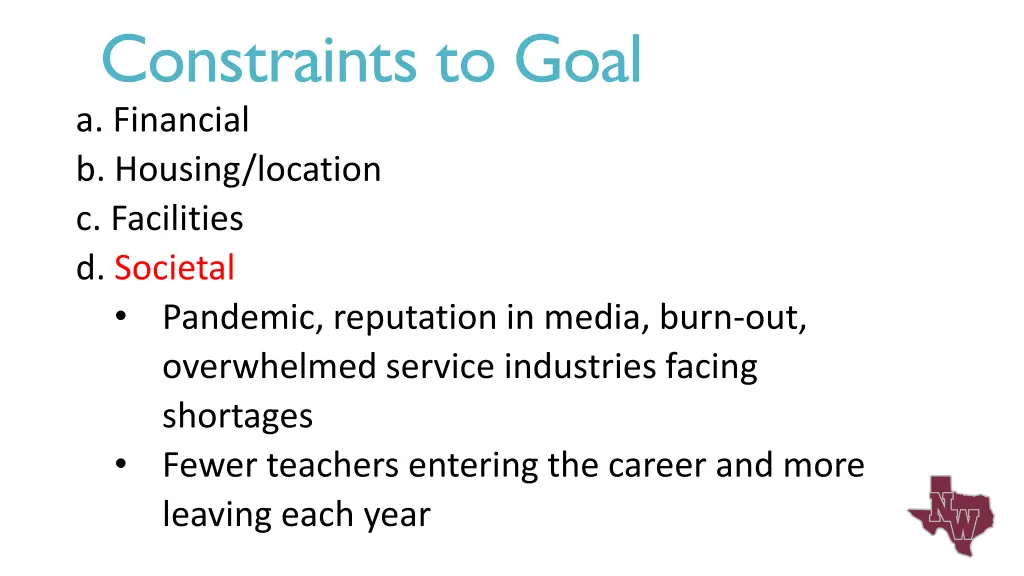 constraints to goal a financial b housing 1