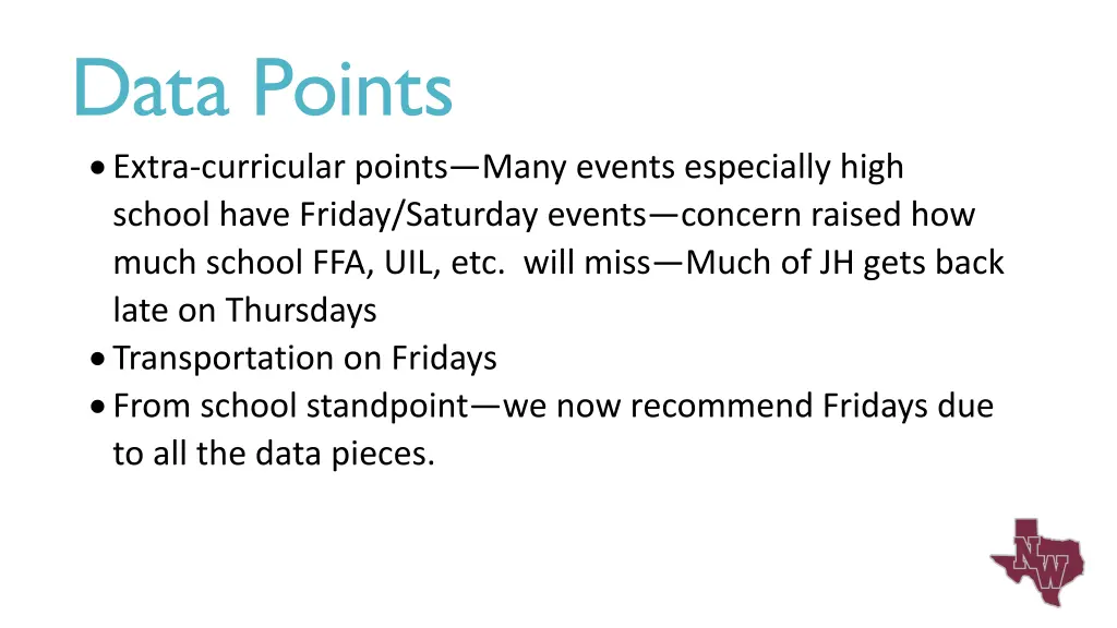 data points extra curricular points many events
