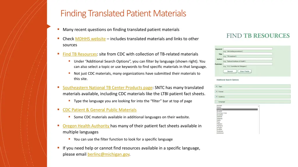 finding translated patient materials