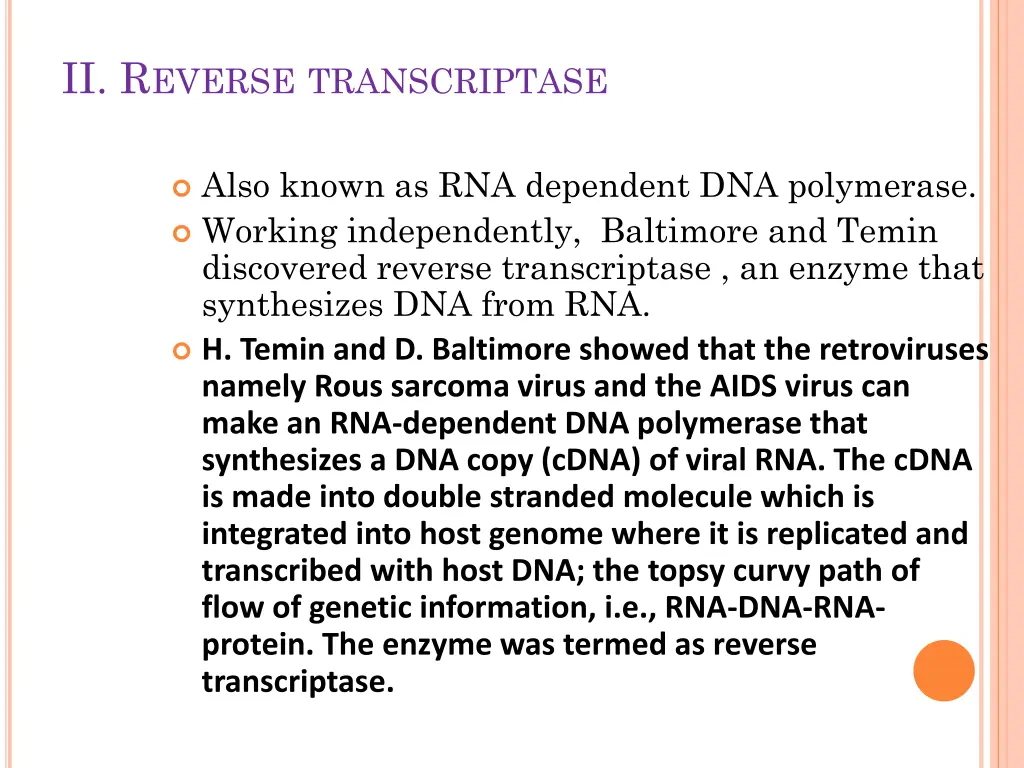 ii r everse transcriptase